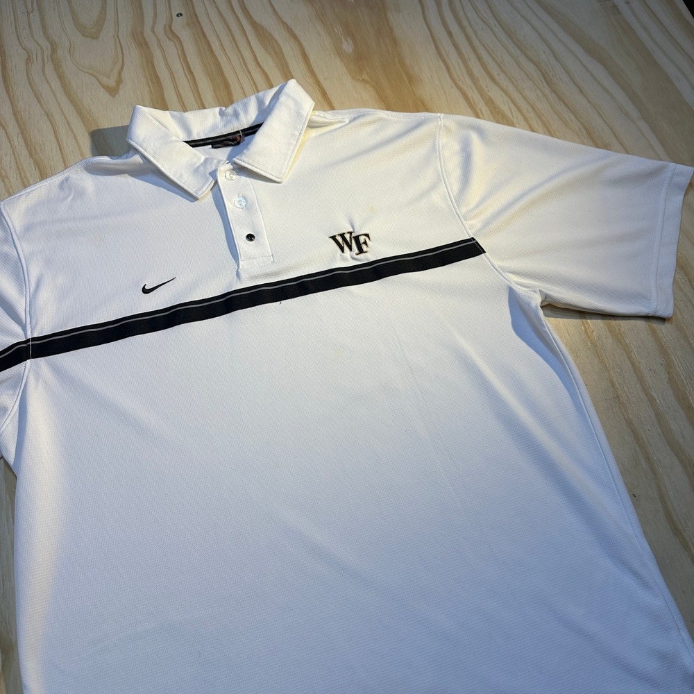 Nike Wake Forest University Demon Deacons White Dri-FIT Polo Shirt Mens XL